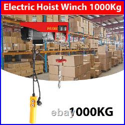 1000Kg Electric Hoist Remote Control Lifting Scaffold Pulley Winch Engine Garage