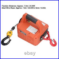 1500W Handheld 1100lbs Electric Winch Tracking Block Towing Hoist Car Trailer