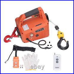 1500W Handheld 1100lbs Electric Winch Tracking Block Towing Hoist Car Trailer