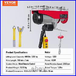 440LBS Electric Winch, Steel Electric Lift, 110V Electric Hoist With14Ft Remote