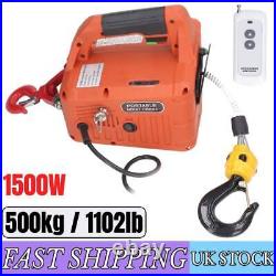 500KG Portable Tracking Block Electric Winch Hoist Remote Control HoistUK