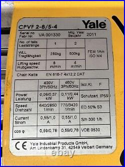 Yale CPVF 500kg Electric Hoist With Trolley